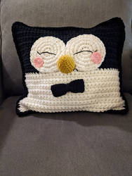 Crochet Black Tie Penguin Pillow