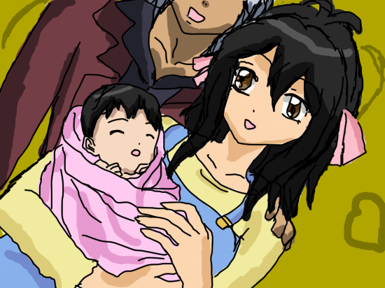 Victoria and Tsubasa with their daughter Veronica