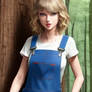 Taylor-swift In Blue Overalls Plaid Red Shirt Heav