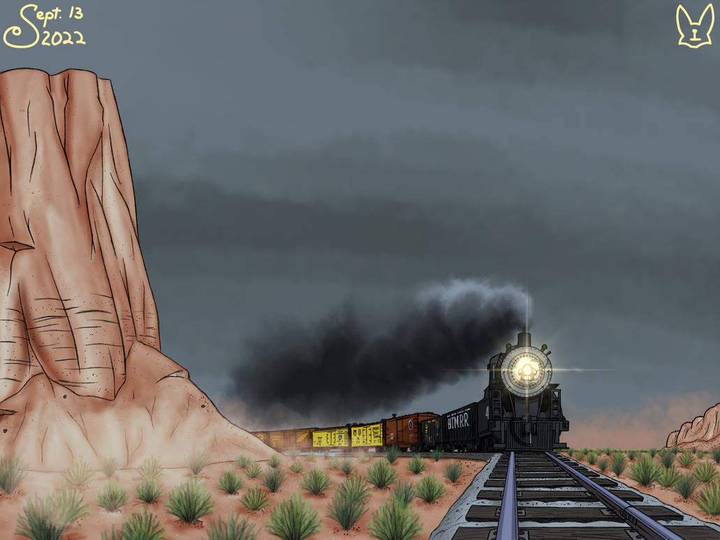 Freight Train in The Desert by KCVulpineStudios on DeviantArt