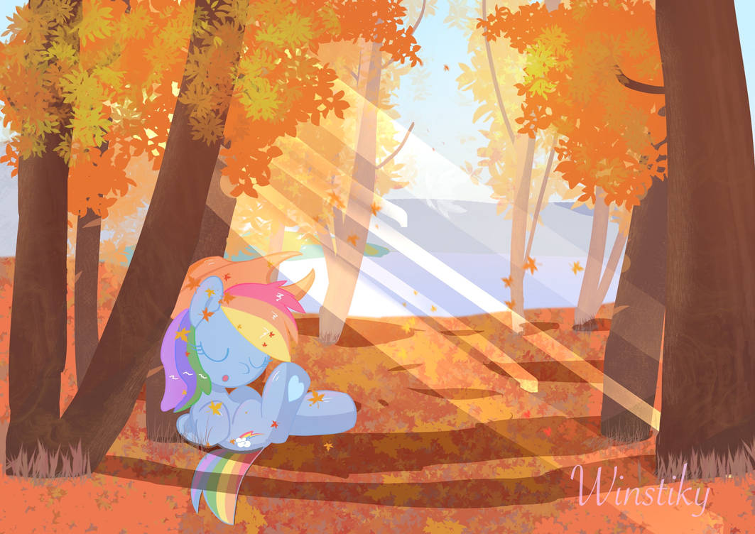 Rainbow dash lay on the tree by Winstiky on DeviantArt