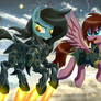 Crimson Sunset flies with robot pony 05