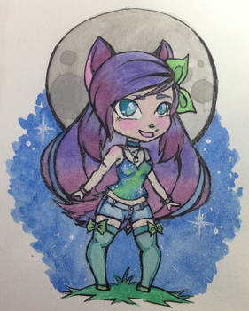 Chibi Luna under the moon