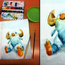 Watercolor painting: Sitting monster