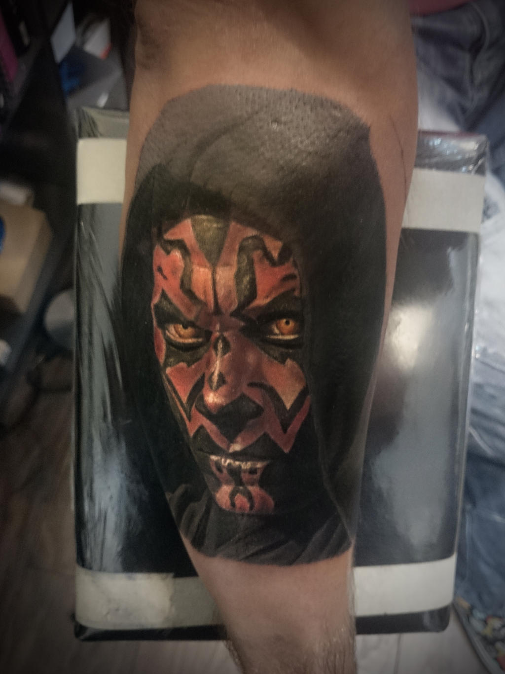Colour portrait tattoo of star wars darth maul