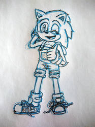Movie Sonic in Overalls