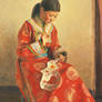 Young Girl Sewing