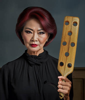 Aunt Ying is ready to paddle you