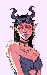 Tiefling portrait by zimbaubwa