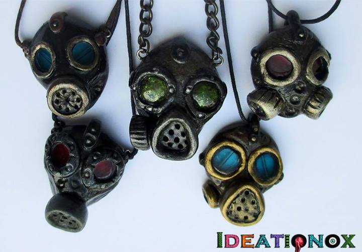 Polymer Gas Mask Necklaces