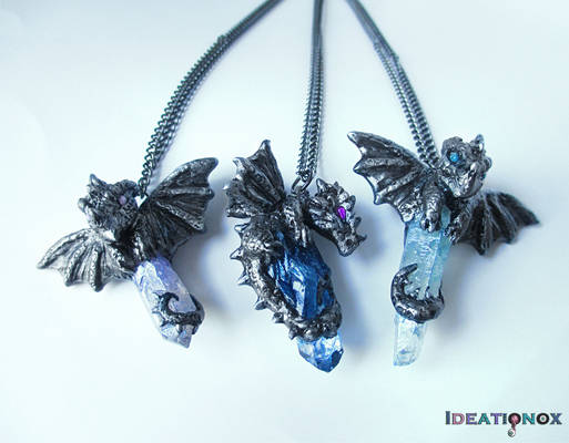 Little Dragons on Crystals (necklaces)