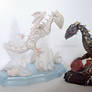 Light vs Dark Dragon Statues