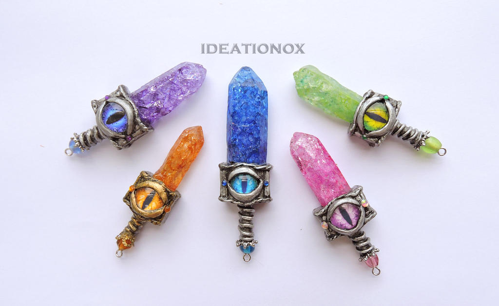 Crystal Swords Dragon Eye Charms by IDEATIONOX by Ideationox