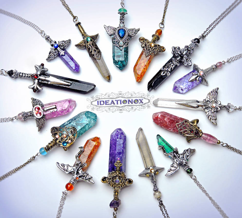 Crystal Sword Necklaces