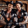 handsome bodybuilder sheriffs in leather uniforms