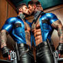 Hot leather cowboy cops kiss