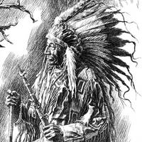 A Portrait of an American Indian in Ink
