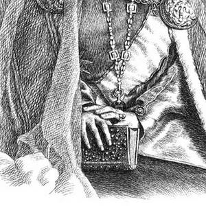 Details of Queen Marie's Pen and Ink Portrait