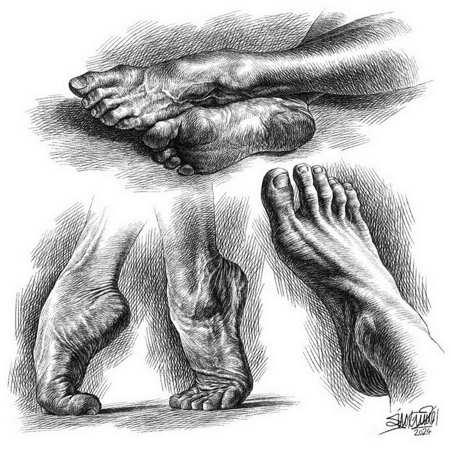 Feet Drawing Ink Foot Study | Pen and Ink Drawing by AfshinAminiArt on DeviantArt