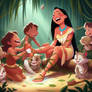 Pocahontas tickled on her feet