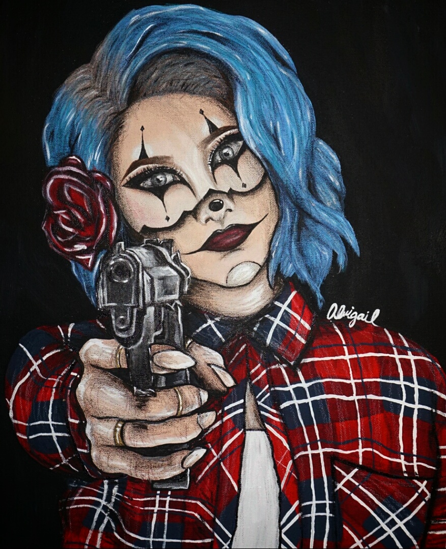gangster girl clown drawing