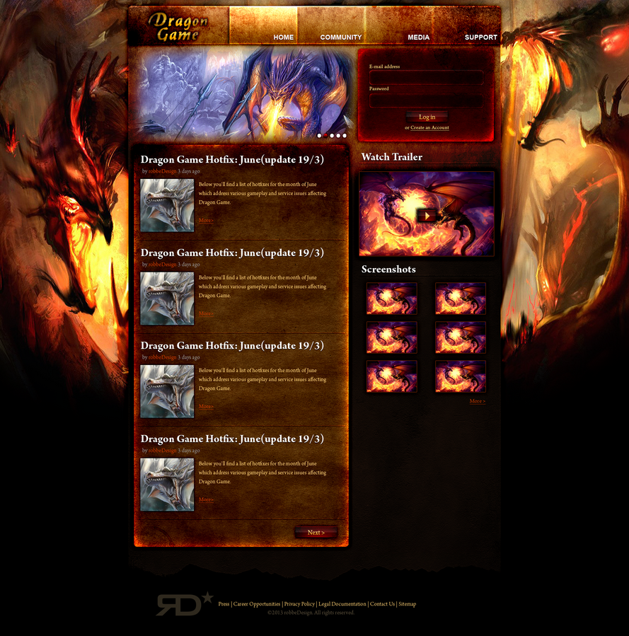 Web Design: Dragon Game Template by robbeDesign on DeviantArt