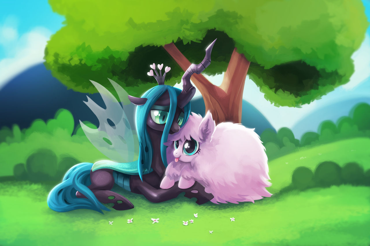 Fluffle Puff and Queen Chrysalis