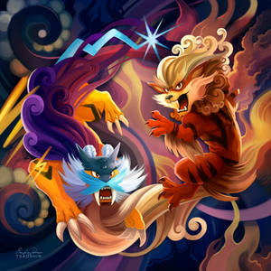 Raikou and Arcanine