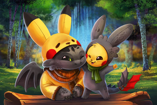 Pikachu and Toothless