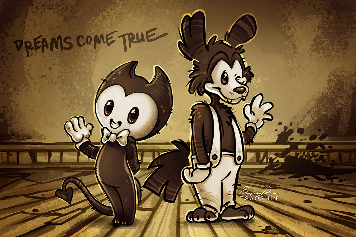 bendy ink machine boris wallpapers deviantart theme sketches tsaoshin ipad fan windows sketch wolf deviant themepack fond cran plan re