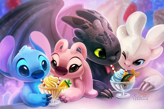 Double Date - Stitch Angel Toothless Light Fury