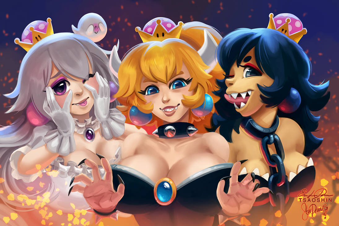 Bowsette Boosette and Chompette by TsaoShin