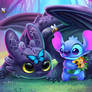 Spring Toothless and Stitch
