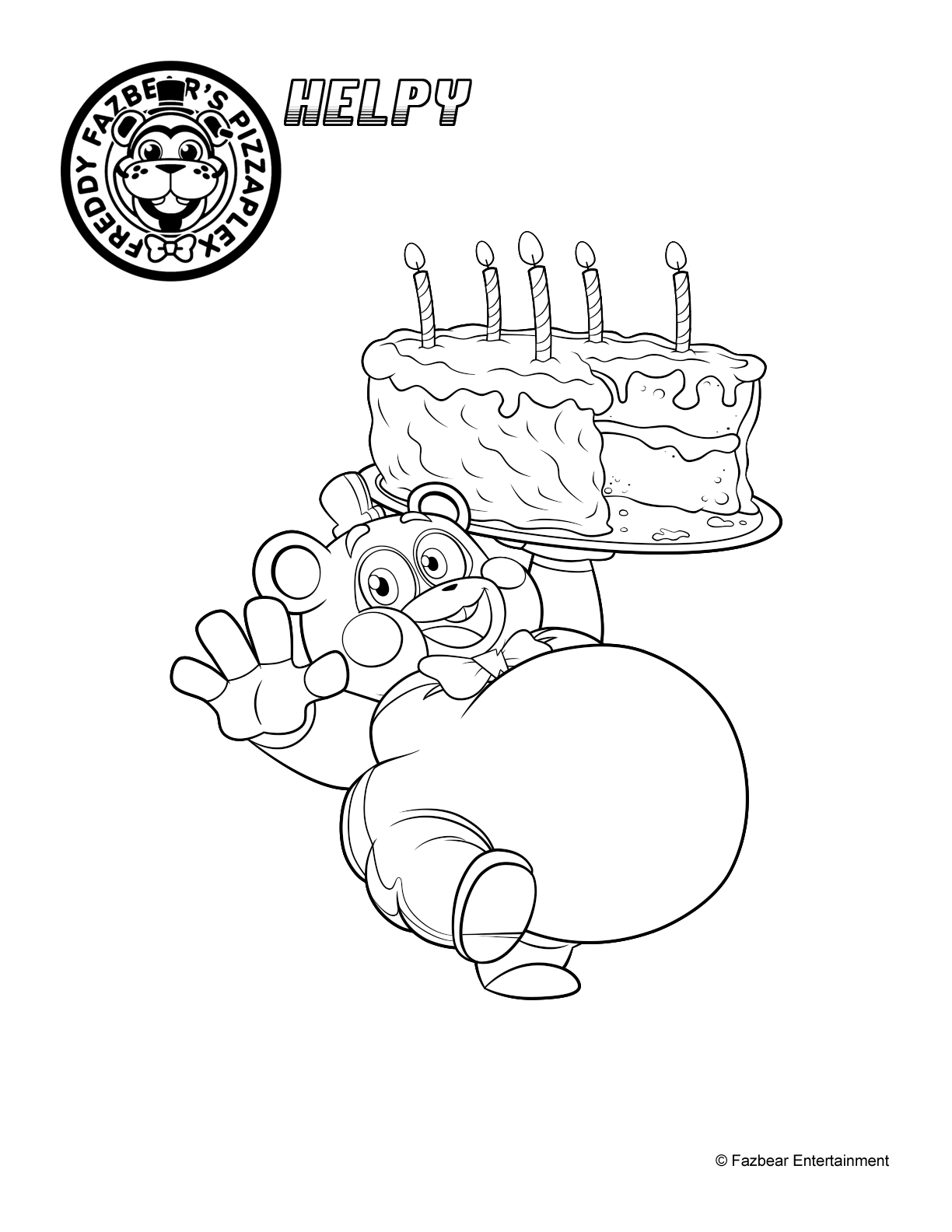 Freddy Fazbear FNAF Coloring Page for Kids - Free Five Nights at