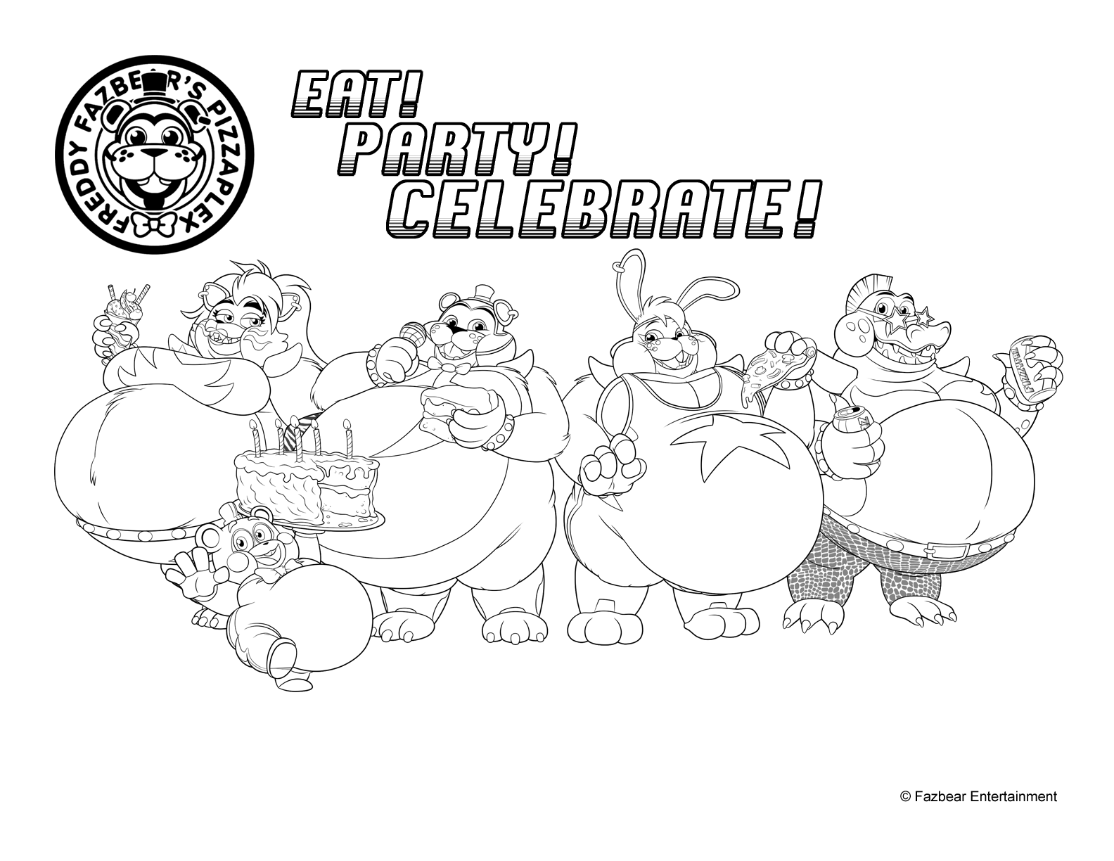 FNAF - BIG Birthday Buddies Coloring Page by Mothman64 on DeviantArt