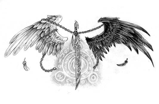 Magic Sword Wings Tattoo