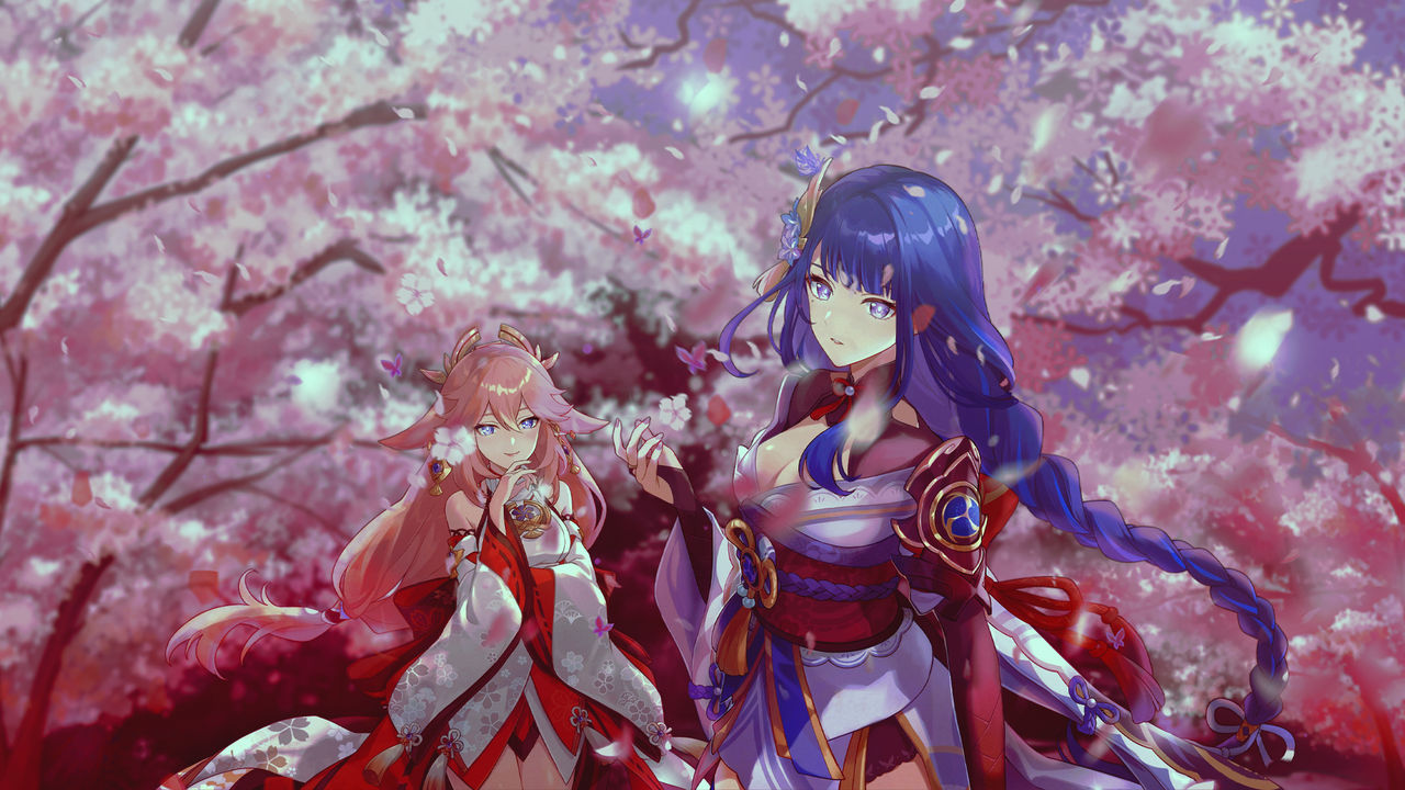 Yae Miko and Raiden Shogun - Wallpaper by Ex0492 on DeviantArt