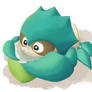 Crabber eating coconut