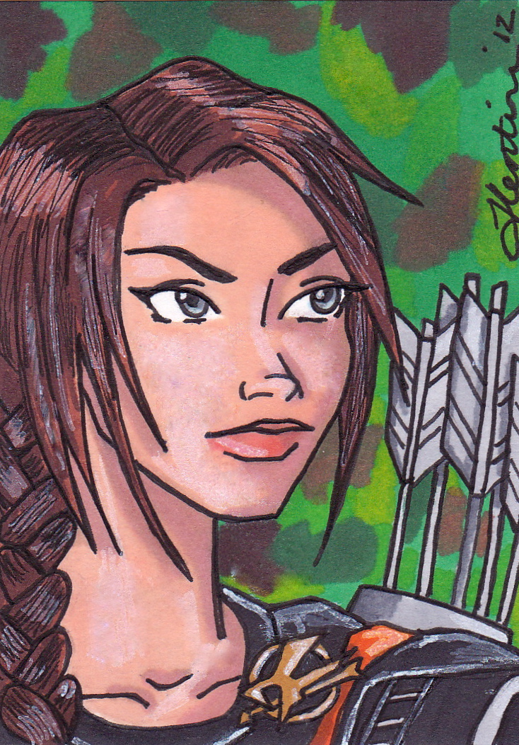 Katniss Everdeen - Sketch Card (color) by HaightStreetGirl on DeviantArt