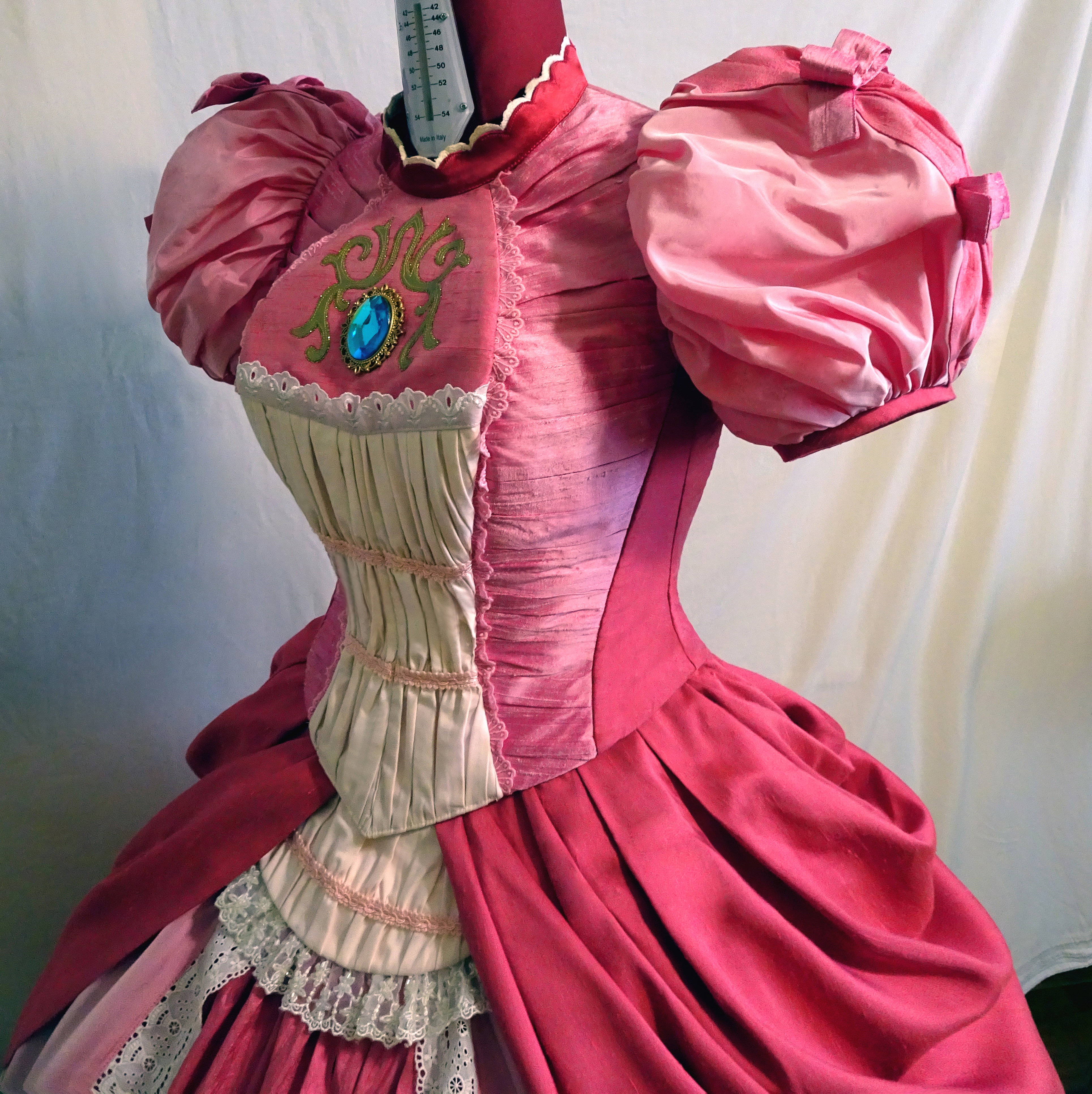 princess peach dress corset Miccostumes Women's Pink Corset Skirt Set Cosplay Costume
