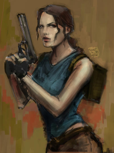 Lara Croft. Classic look color scetch