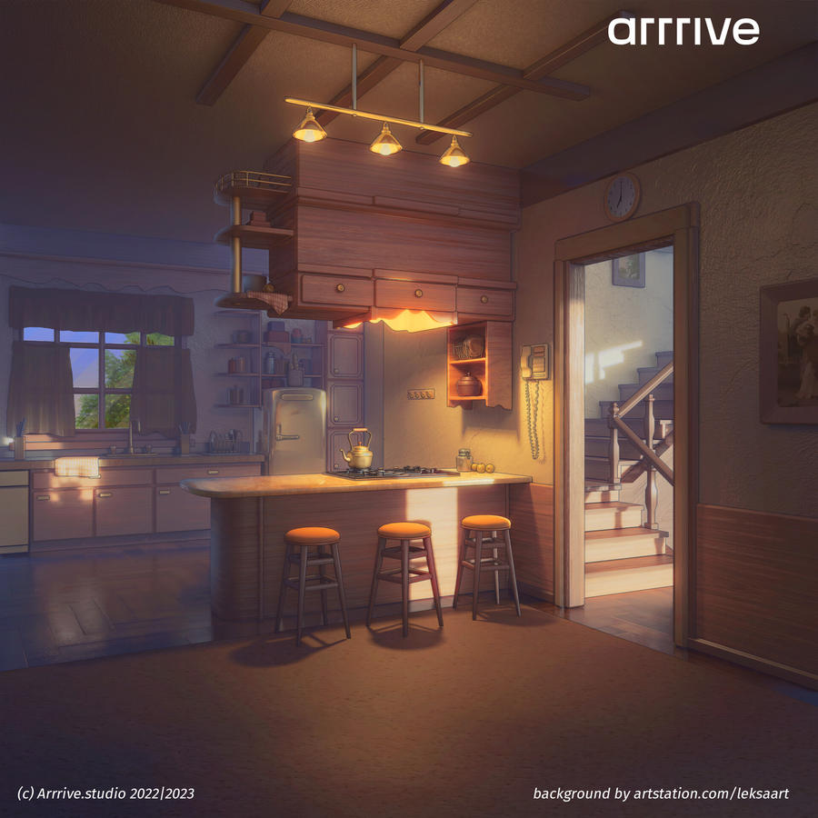Kitchen visual novel background for Wonder Tea by LeksaArt on DeviantArt