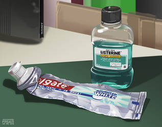 Still Life Study - Toothpaste + Mouthwash