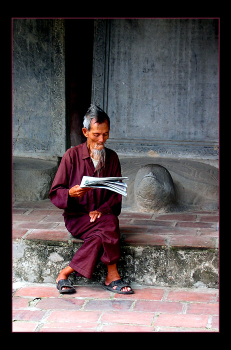 Old wise at the temple