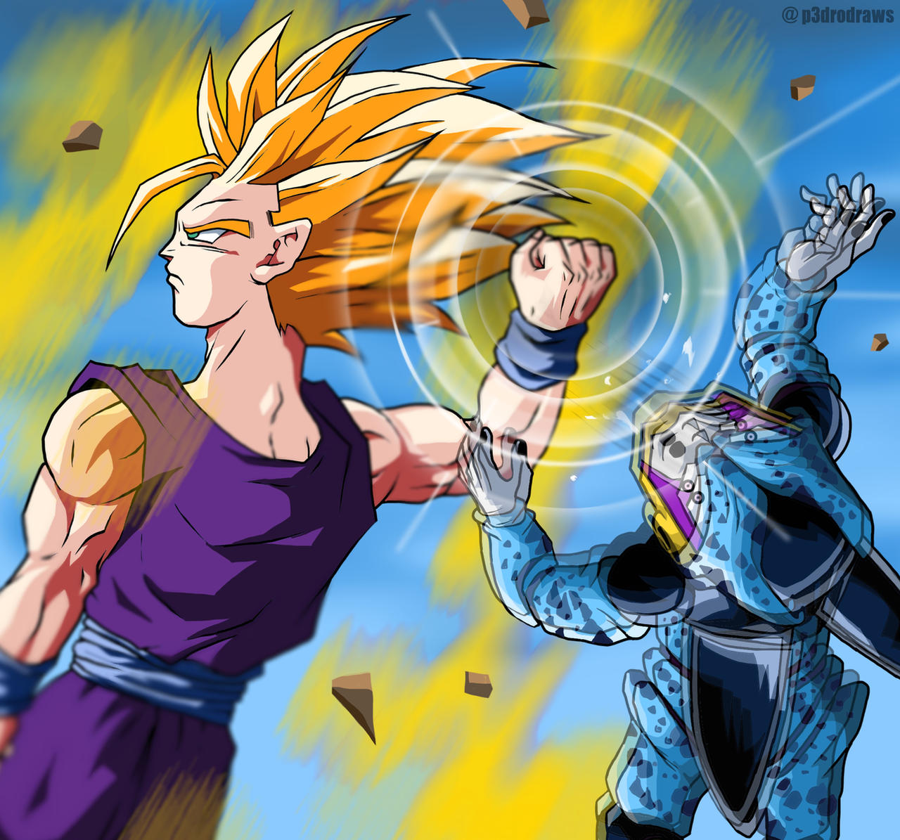 Dragon Ball Super: Super Saiyan Goku - Super Saiyan 2 Gohan - Cell