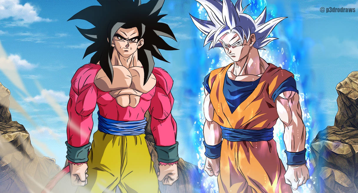 Goku ultra instinct and Goku super saiyan 4 VS? by pedroillustrations