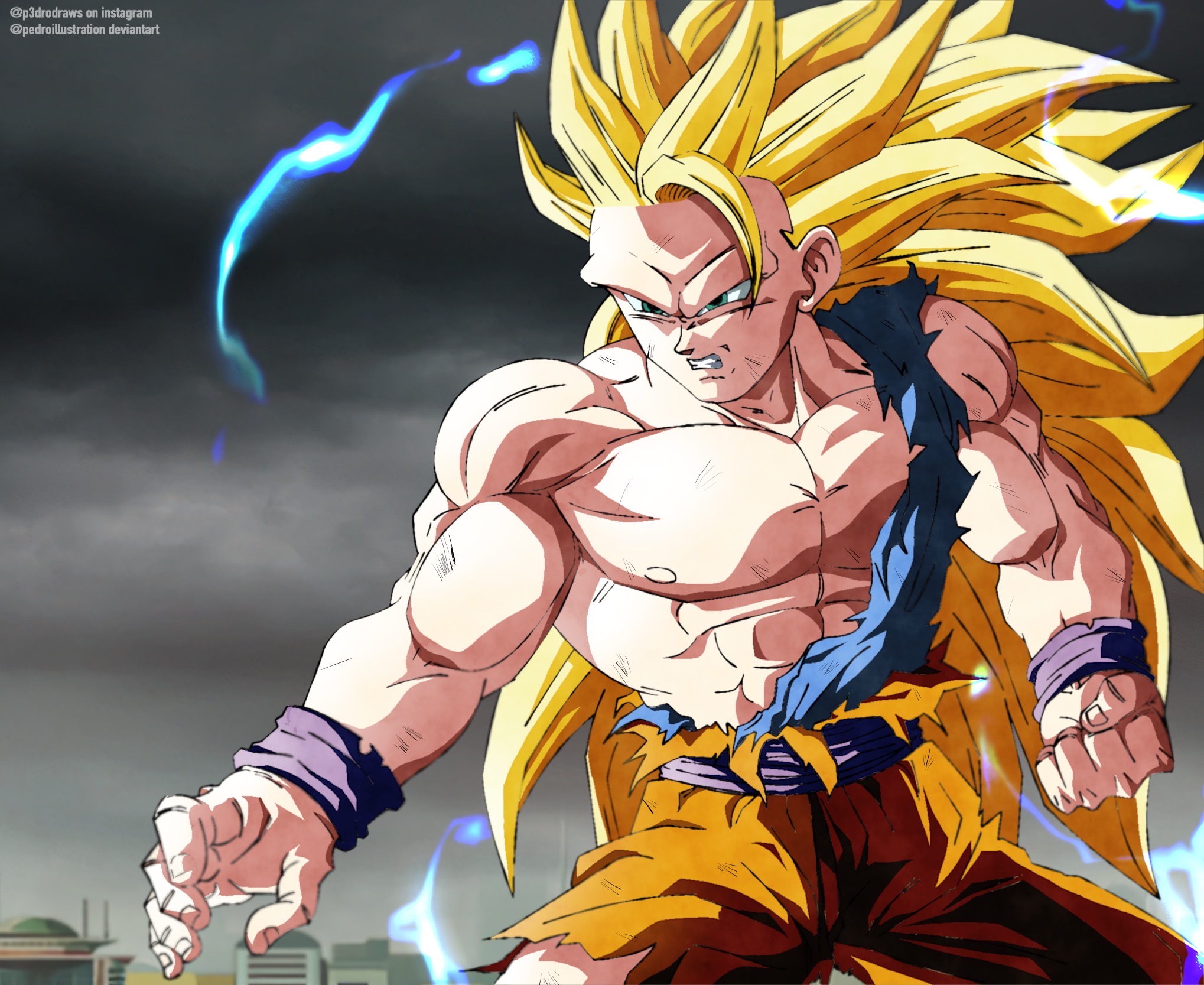 Goku super saiyan 3 (battle damaged) by pedroillustrations on
