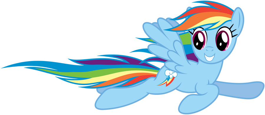 Rainbow Dash flying by