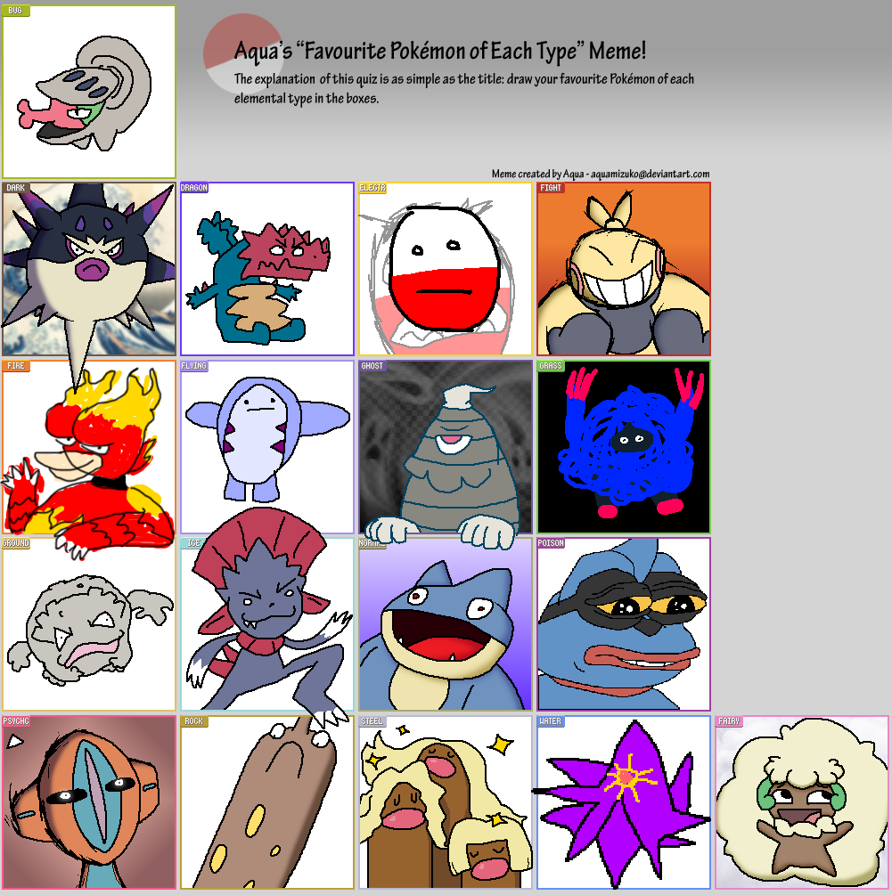 CJ's Favourite Pokemon of Each Type by VirtualButterfly on DeviantArt