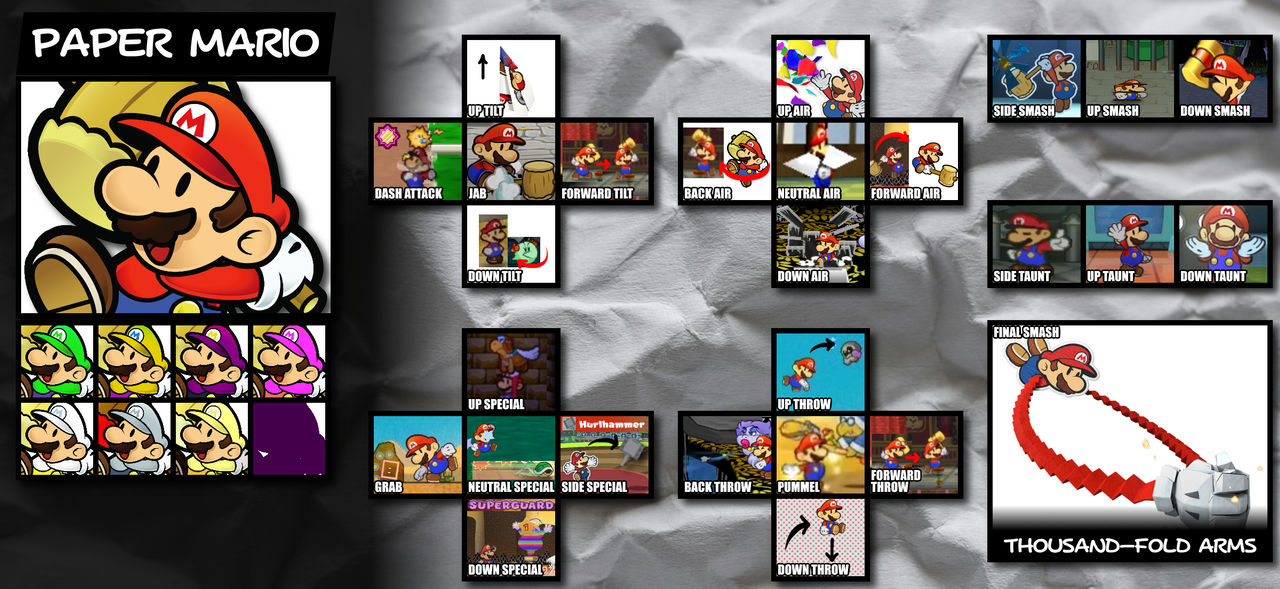 Ssb Move Set Super Smash Bros. - Paper Mario Moveset by VirtualButterfly on DeviantArt